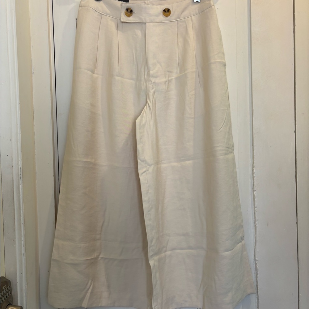Who What Wear Cream Wide Leg Pants High Waisted